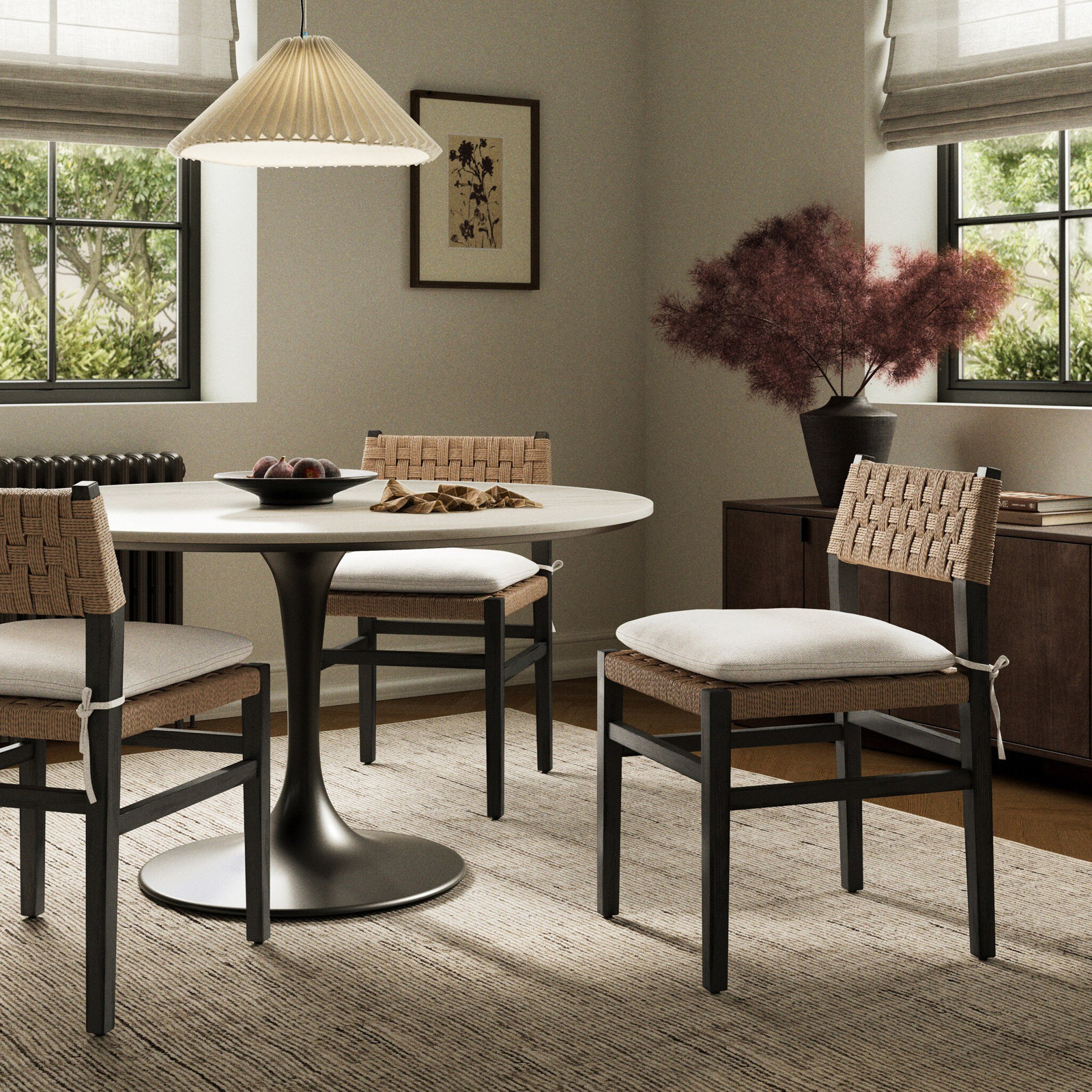Mallory Oak Side Chair, Distressed Black Ash