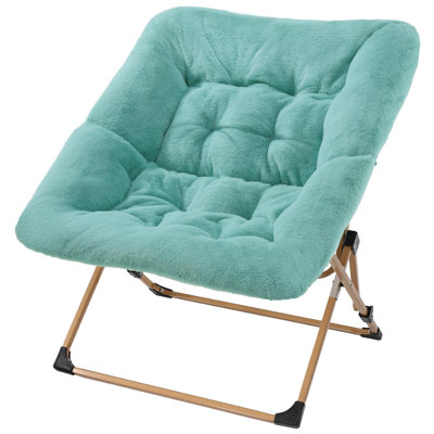 Comfy Saucer Chair For Adults, Soft Faux Fur Folding Lounge Chair