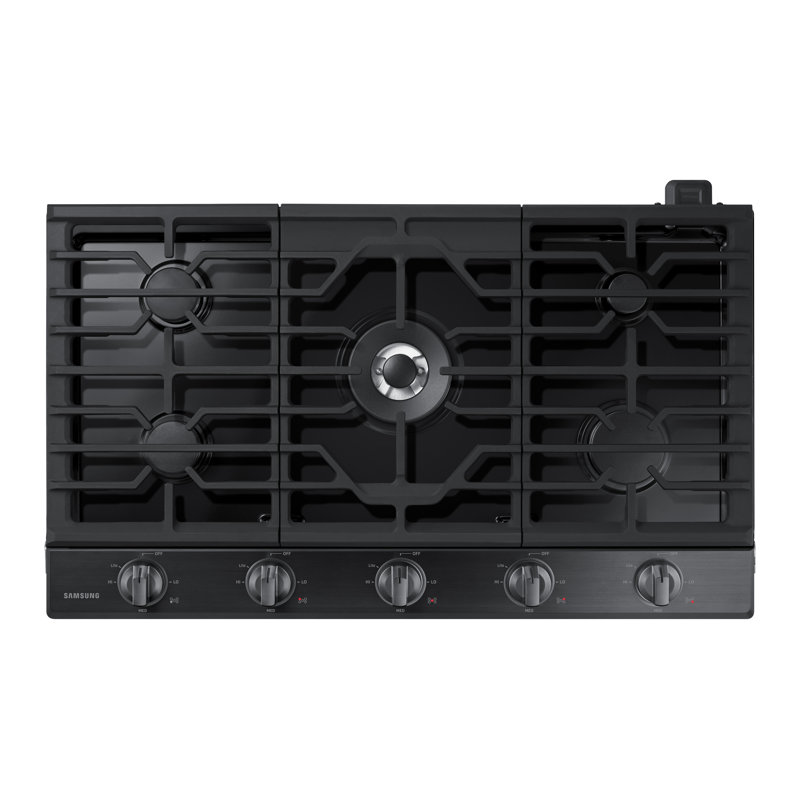 Plaque de cuisson au gaz intelligente 36 po avec boutons lumineux Samsung, Acier inoxydable noir