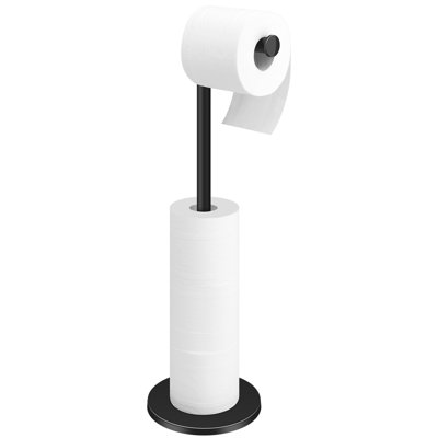Porte-papier hygiénique, support pour papier hygiénique sur pied en acier inoxydable, rangement pour 4 rouleaux de papier, noir mat