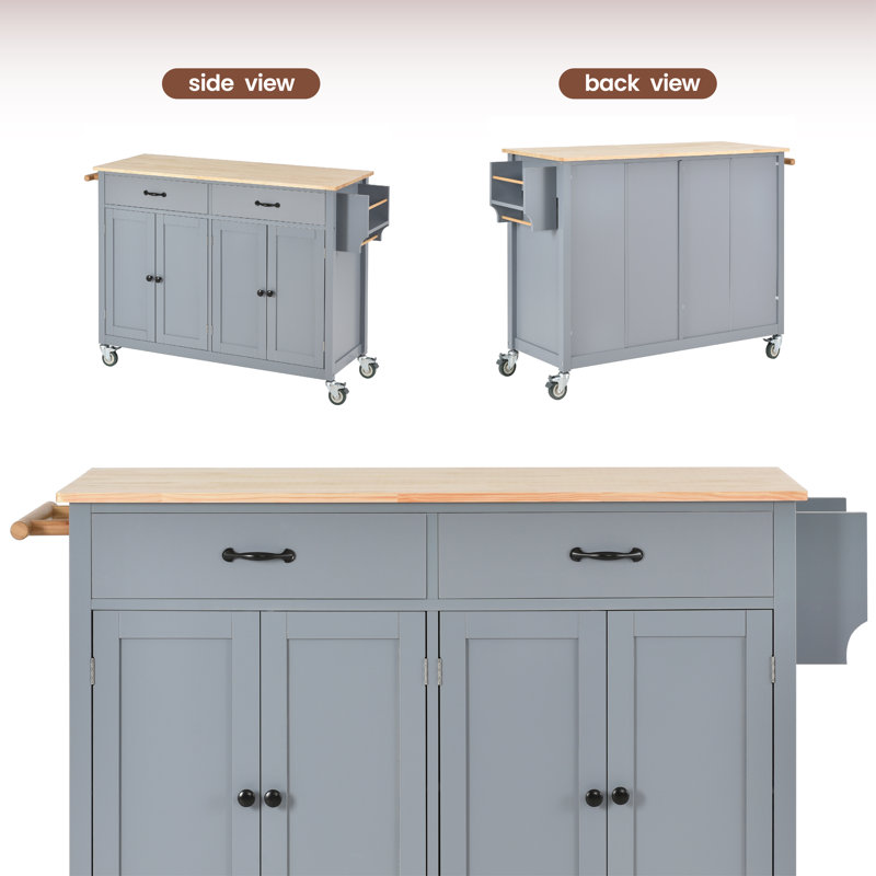 Ayyan 54.33 " W Kitchen Cart, Gray