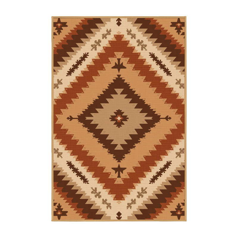 Tapis oriental traditionnel Pauleta lavable à la machine en brun - reliure brun clair, 3 X 5