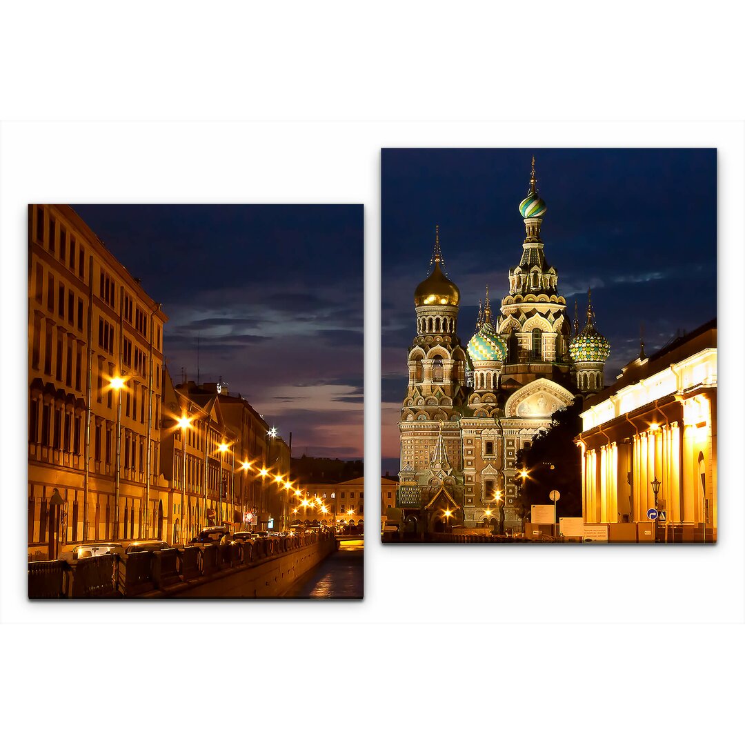 2-tlg. Leinwandbilder-Set Russland Fluss