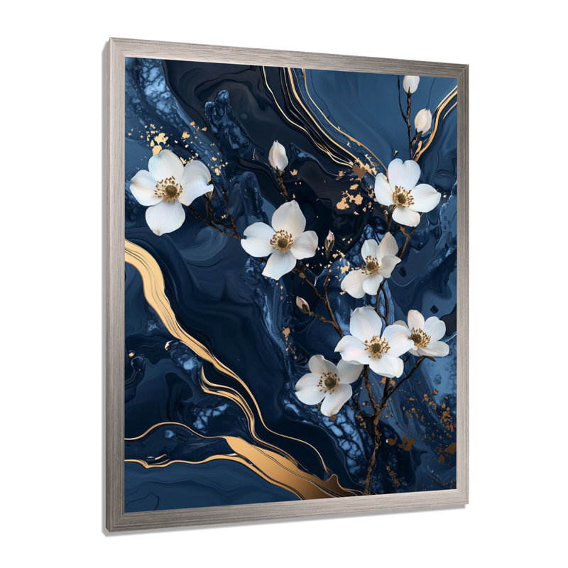 Kneeland - impressions murales florales, Silver, 40" H x 30" W, Single Picture Framed Print