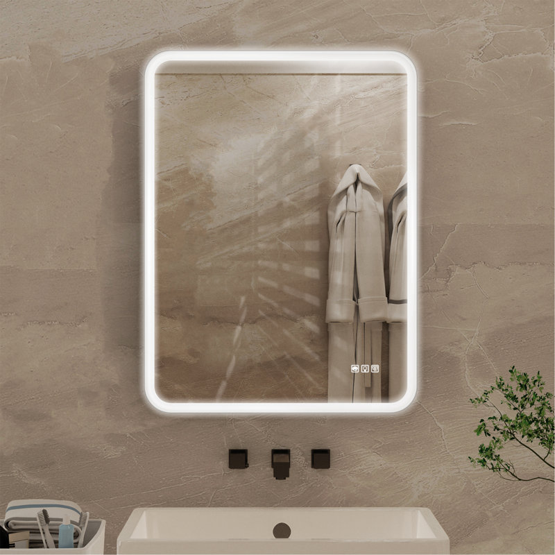 Miroir de salle de bain polyvalent anti-buée à DEL avec fonctions personnalisables