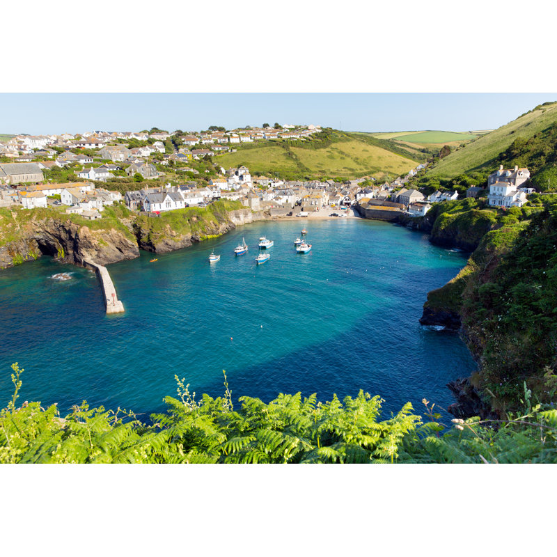 Boats In Cornwall Harbour At Port Isaac by Acceleratorhams - Wrapped Canvas Print, 81cm H x 122cm W
