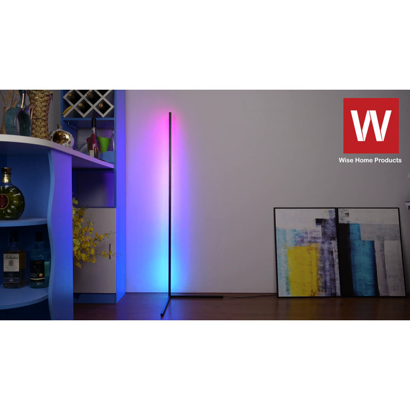 Kids' Modern White and Multicolor LED Corner Floor Lamp