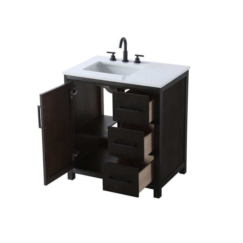 Meuble-lavabo simple 32 po, Chêne chocolat