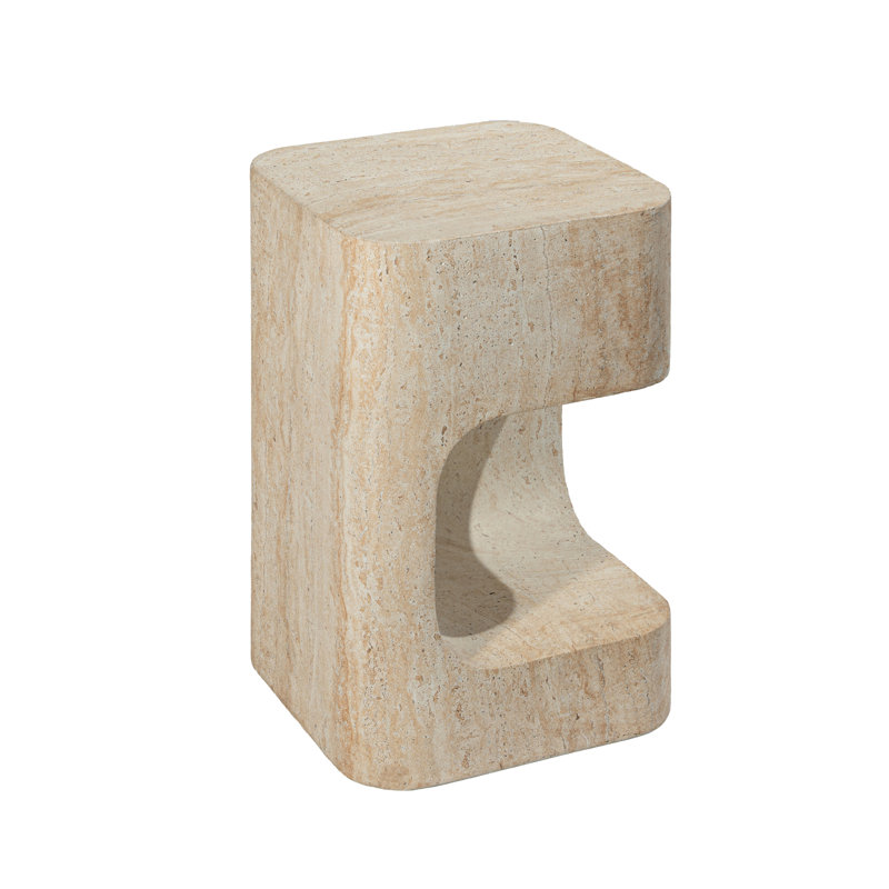 Table d'appoint d'extérieur asymétrique en pierre artificielle, Brun