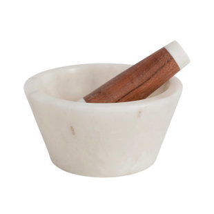 The Novogratz White Marble Natural Mortar & Pestle Set