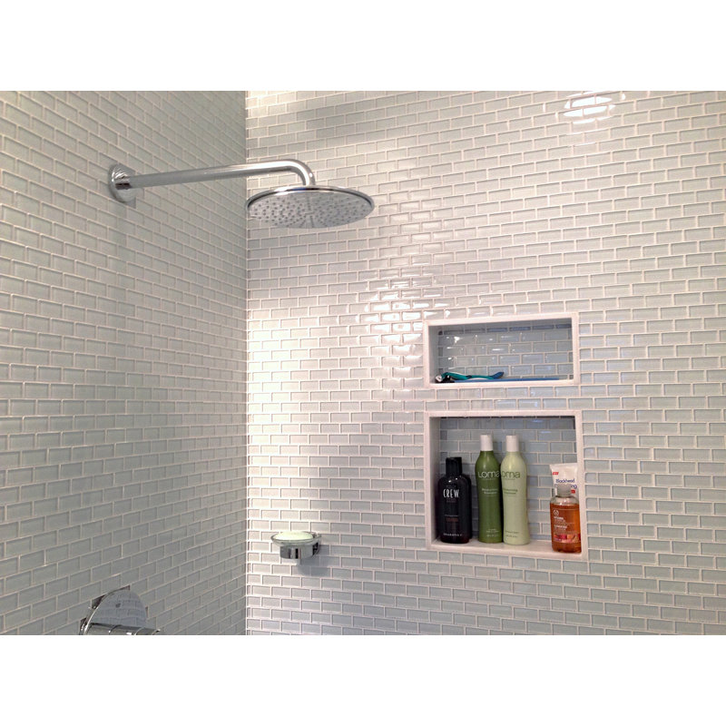 Carreaux de mosaïque en verre 1 po x 2 po blanc Oxygen