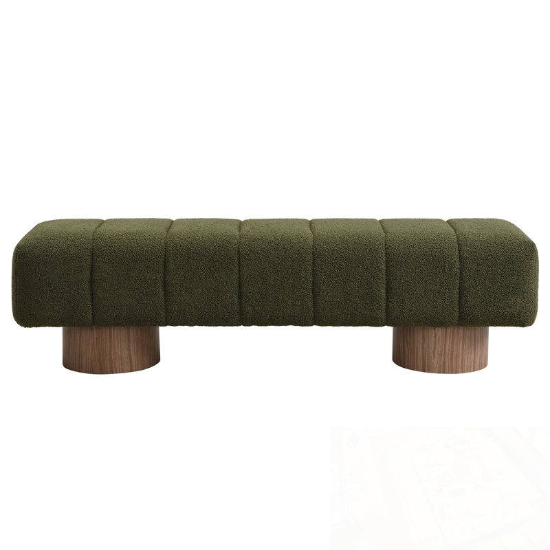 Banc rembourré avec pieds robustes, Vert