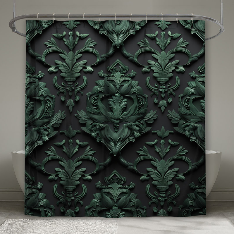 Rideaux de douche Ornate Green, 70in W x 84in H