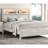 Contemporary White Wash Bed With Headboard Shelves And Built-In , Fabric Frame, Button Functional Features Full Lighting, Bedroom Furniture, Veneer, Design