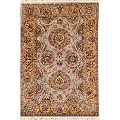 Tapis gris et doré de haute qualité noué à la main