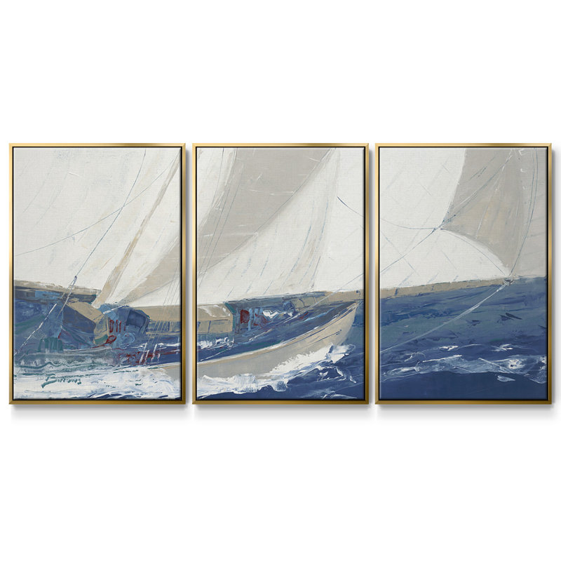 " Port To Port " 3 - Pieces, Gold, 24" H x 48" W x 2" D