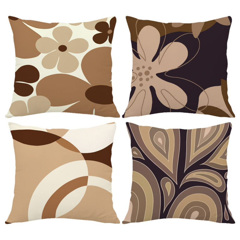4 Pcs Simple Flowers Pattern Decorative Pillow Covers