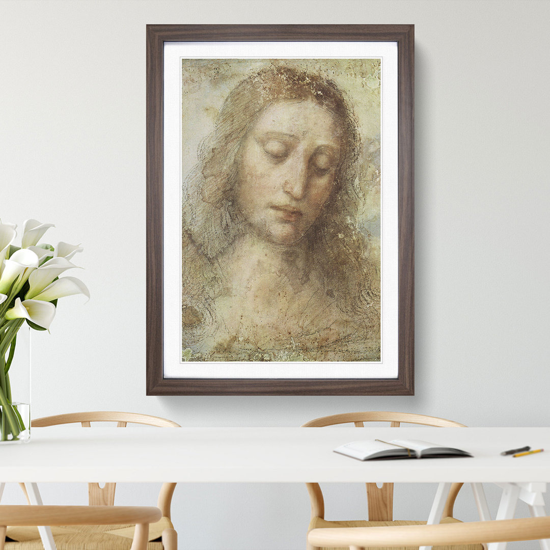 Head of Christ by Leonardo Da Vinci - Framed Print