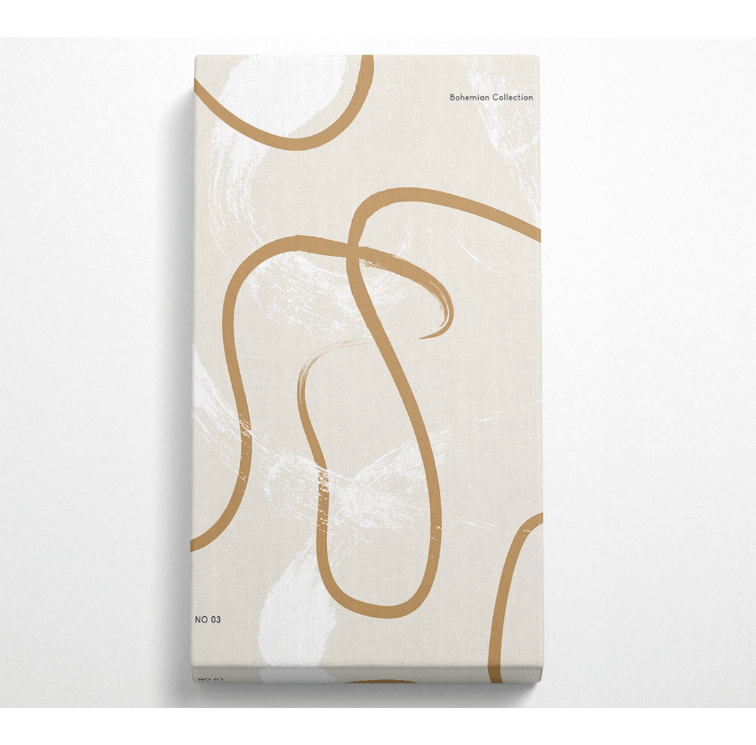 Beige Swirls Wide Canvas Print