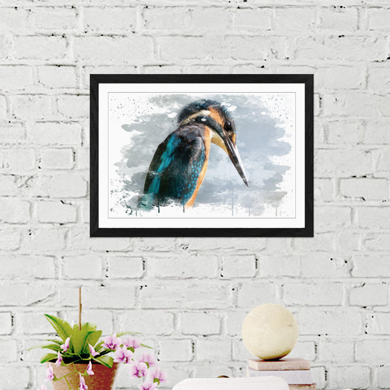 Kingfisher Bird - Wall Art, 45cm H x 62cm W, Framed Picture