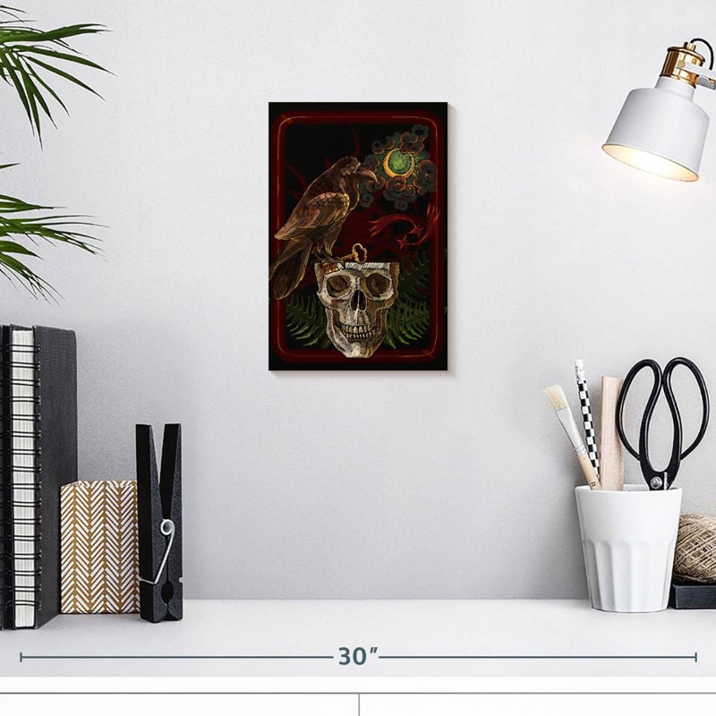 Hitzel Skull And Raven, 12" H x 8" W