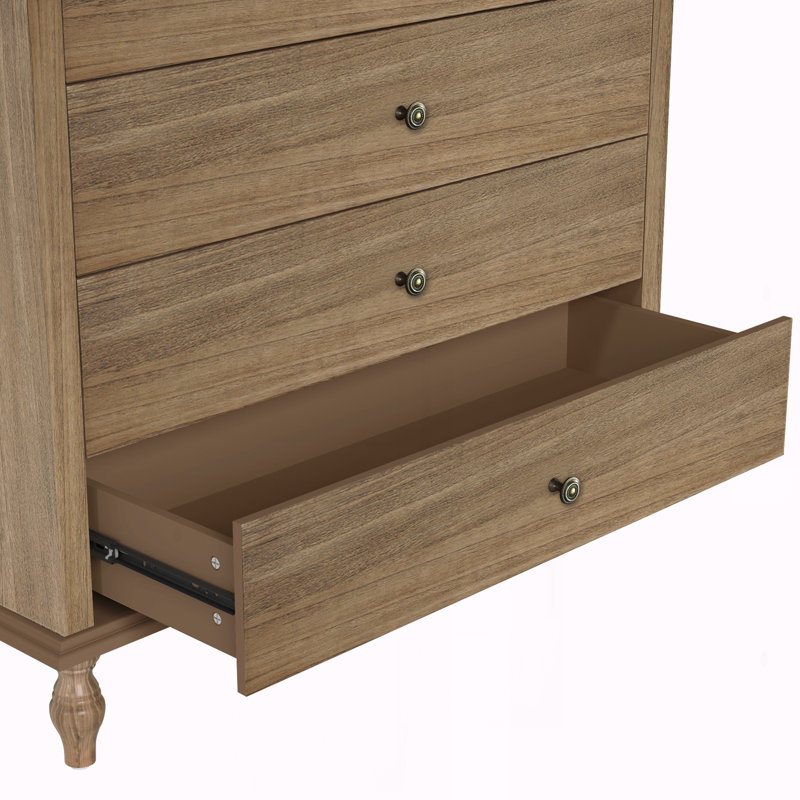 4-Drawer Chest with Solid Wood Foot, Light Rustic Brown