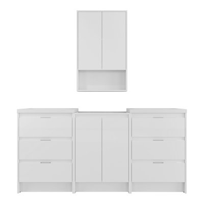 Meuble-lavabo autoportant de 72 po avec lavabo en résine, 1 armoire de rangement et 1 armoire murale, tiroirs à fermeture en douceur et porte