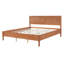Structure de lit plateforme très grand en bois avec tête de lit à panneau, bois massif / panneau de fibres à densité moyenne, support à lattes, aucun sommier requis, assemblage facile, brun-1523900039-1523900037