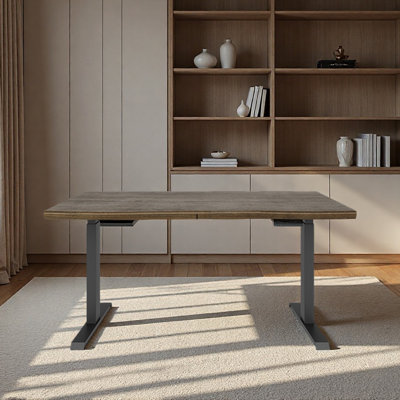 Solid wood height-adjustable desk and work surface