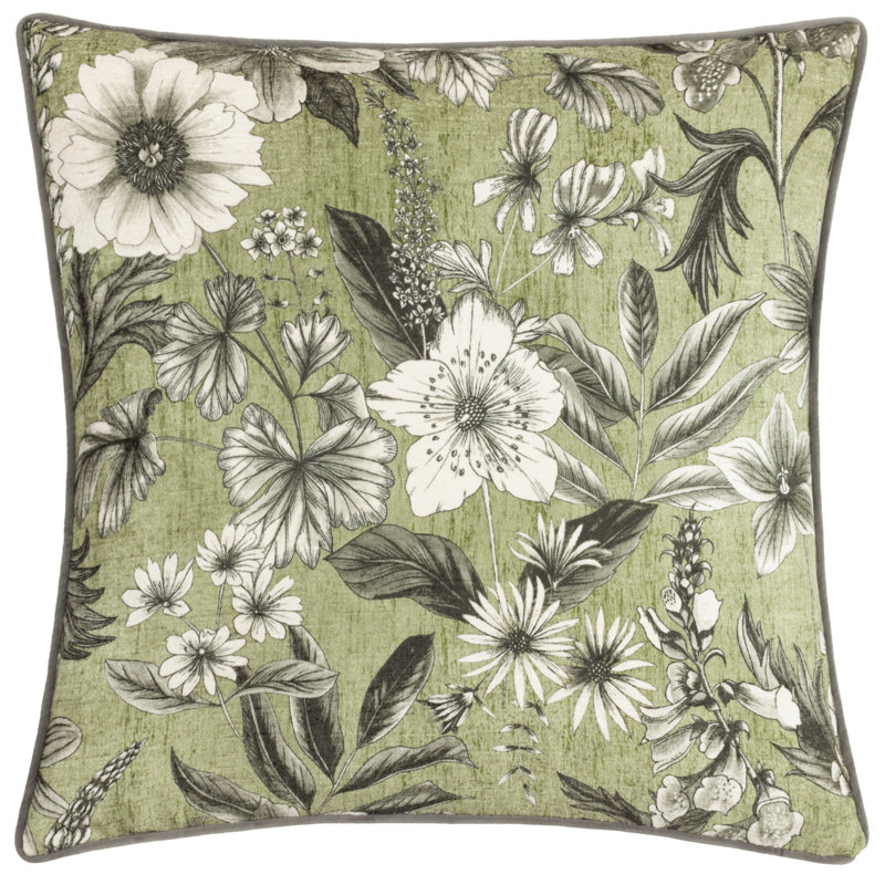 Harlington Botany Floral Square Cushion Cover, Green