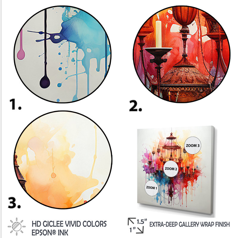 Lustre coloré Luminary Treasures I - lustre, art mural, Toile tendue, H 30 po x l 30 po x P 1,5 po