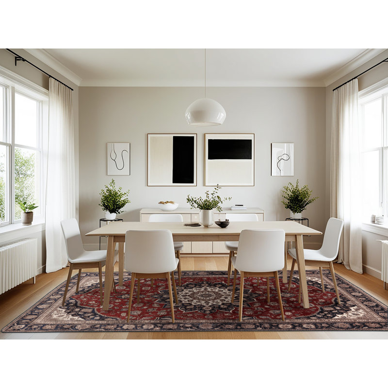 Machine Washable Persian Black Area Rug, Rectangle 7' x 10'