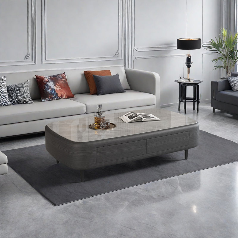 Table basse Italian Luxe, H 17,7 po x L 59,1 po x l 33,5 po, Gris