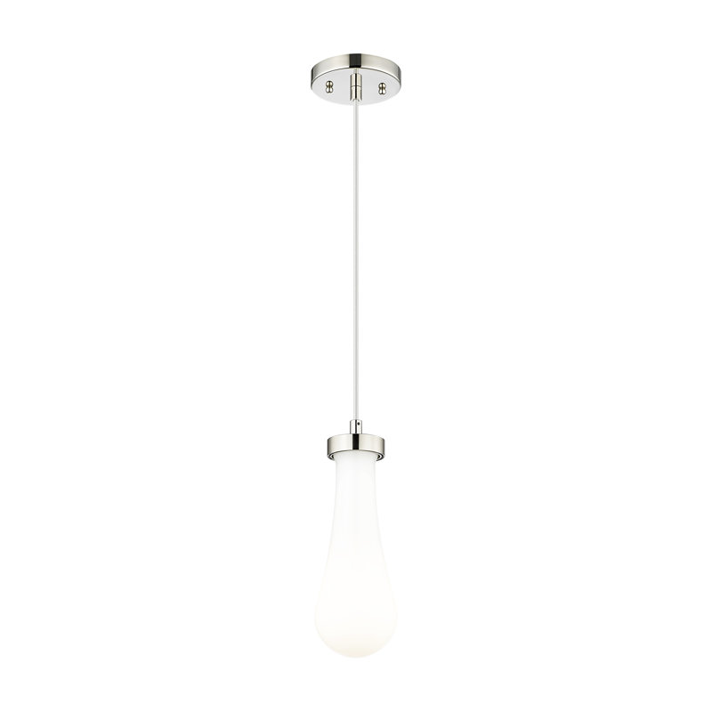Luminaire suspendu 5 lumières Owego, Nickel poli, Blanc brillant, H 11 po x l 4 po x P 4 po