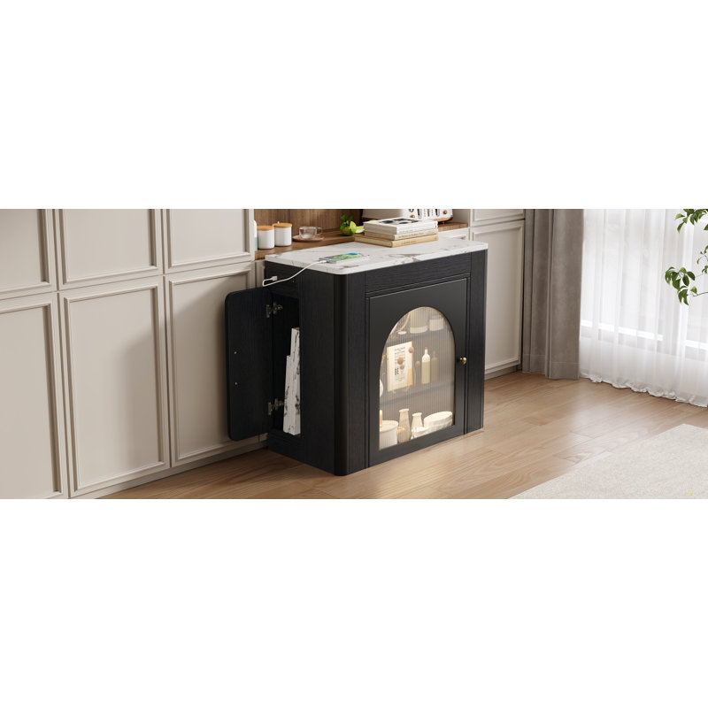 Table de salle à manger extensible avec 3 rallonges amovibles, table d'îlot mobile avec prise de courant, armoire avec rangement pour la salle à manger et le salon