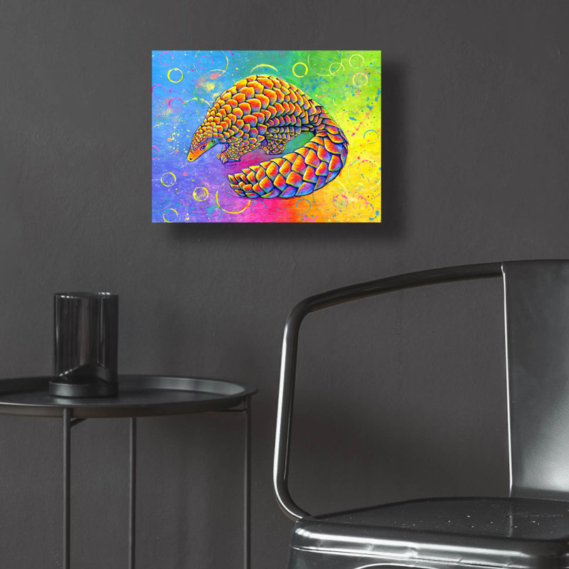 "Pangolin psychédélique" par Rebecca Wang Art, H 12 po x l 16 po x P 0,13 po