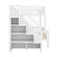 Lit double superposé au-dessus de grand lit double avec escalier de rangement-433970013