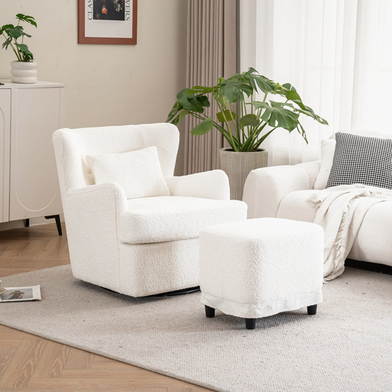 Fauteuil rond pivotant à 360 °, Beige
