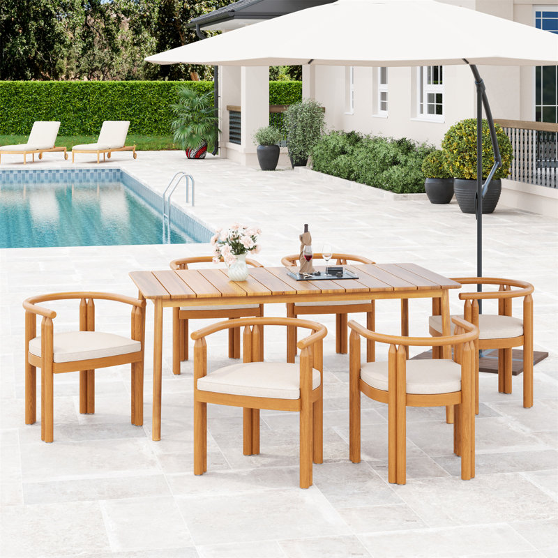 Ensemble de salle à manger d'extérieur pour terrasse 7 pièces Cove