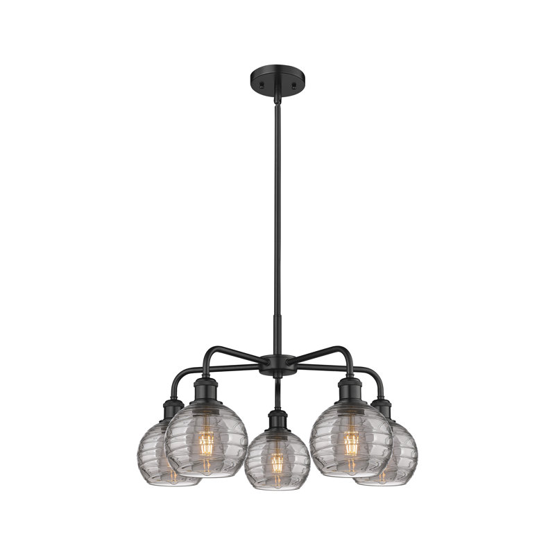 Lustre rond / ovale à 5 lumières en acier à intensité variable Essex, Noir mat, H 13,63 po x l 23,88 po x P 23,88 po
