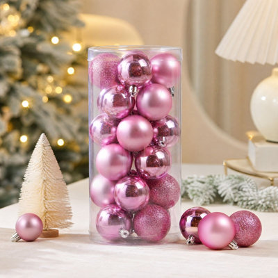 Décorations de Noël - Grandes boules de Noël électroplaquées colorées de 5 cm (lot de 24)