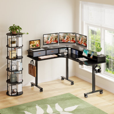 Standing Desk With Rotating Bookcase