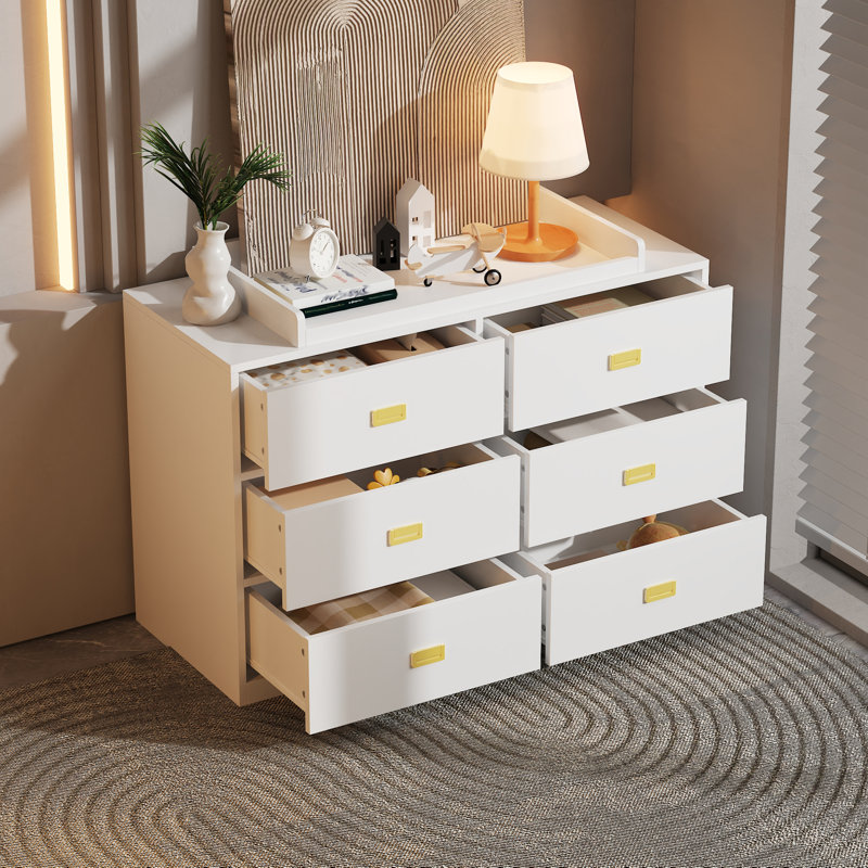 Commode double l 45,3 po avec 6 tiroirs