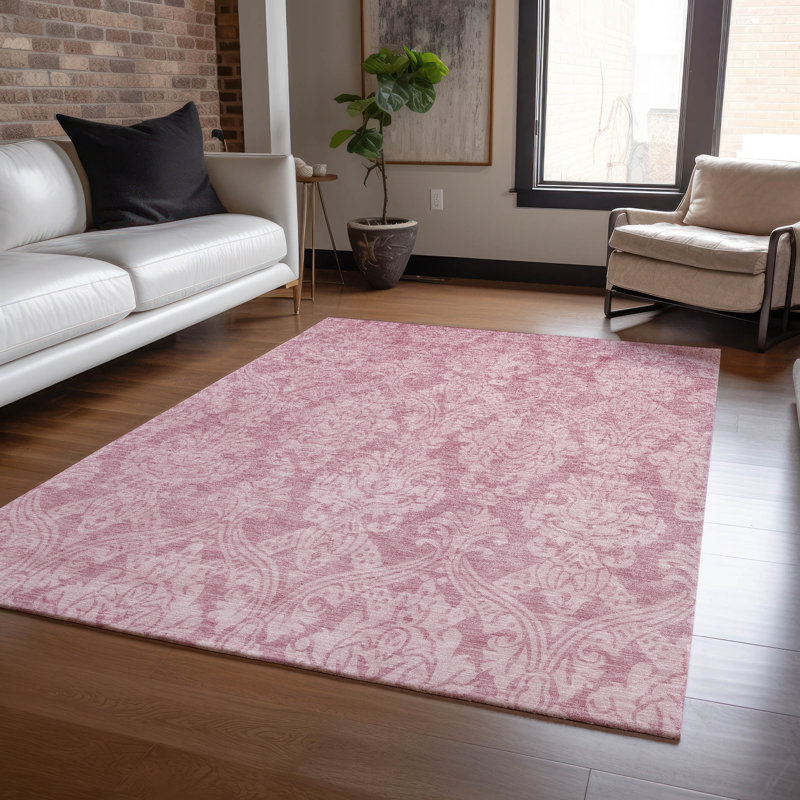 Tapis intérieur / extérieur rose Krymera, 10 pi x 14 pi