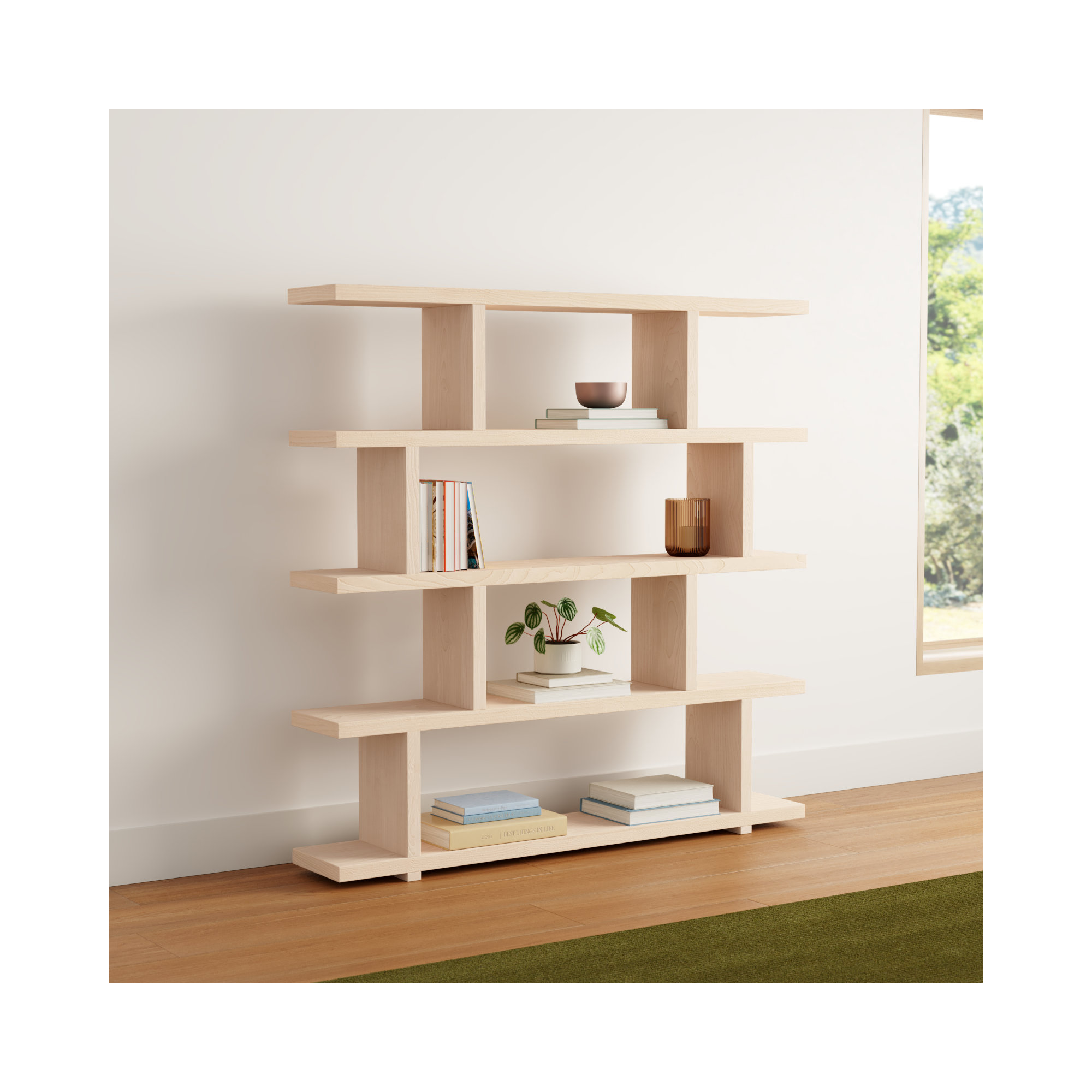 Annora Wide Bookcase, Natural