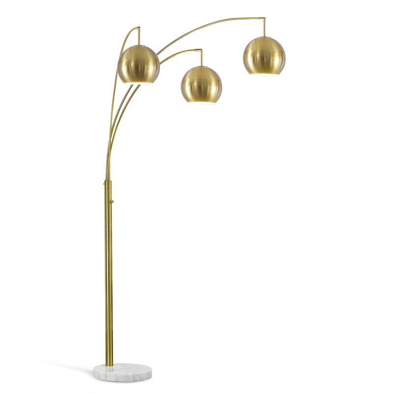 Eddo 84'' Arched Floor Lamp, Brass, Brushed Brass