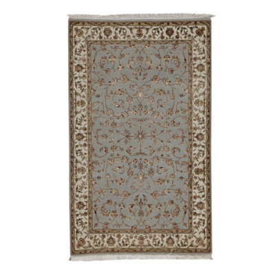Crown Wool Oriental Area Rug in Blue/Camel