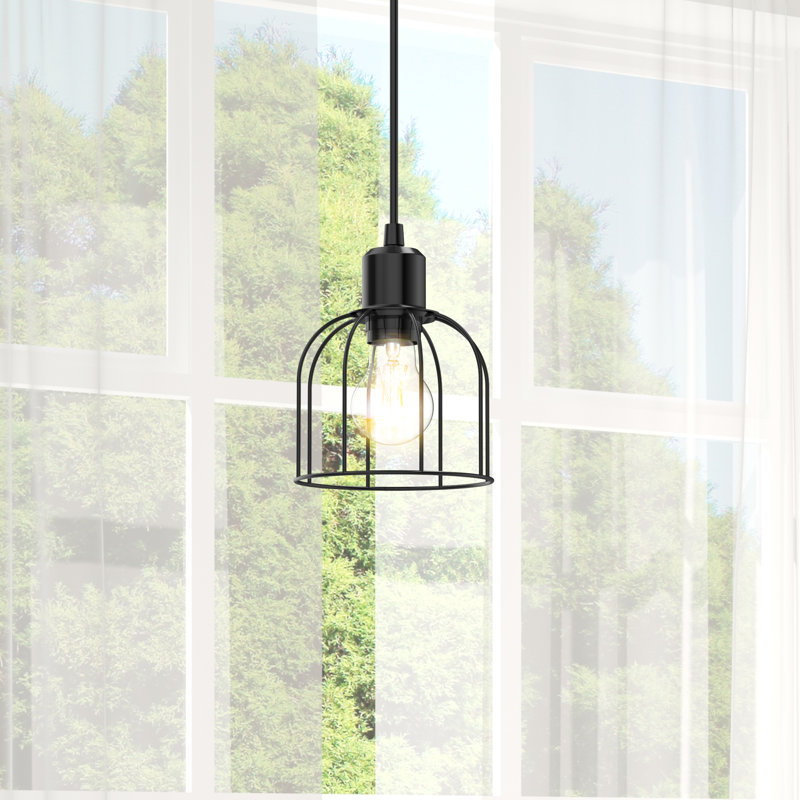 Luminaire suspendu simple noir à 1 lumière Reeanna