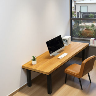 Bureau rectangulaire en bois massif épaissi