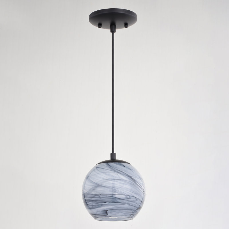 Luminaire suspendu simple à 1 lumière Milano, Noir mat